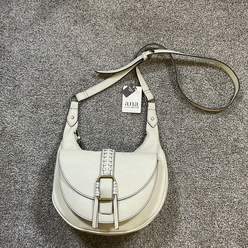 A.N.A New Approach Halle Cream Saddle Crossbody Bag Western Adjustable Strap NWT